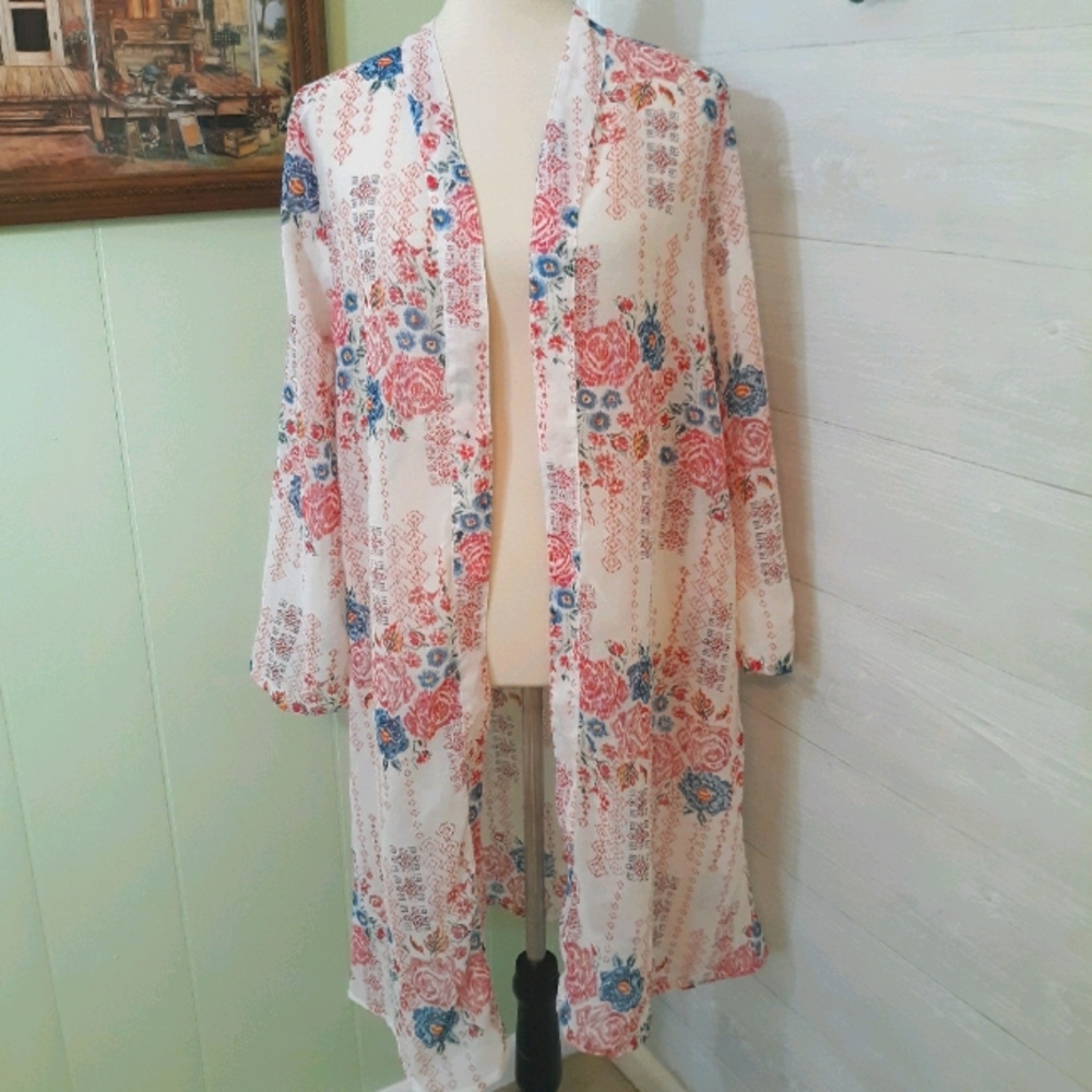 Jorja sheer boho kimono swim coverup Shrug Cardigan small **F - Picture 2 of 8
